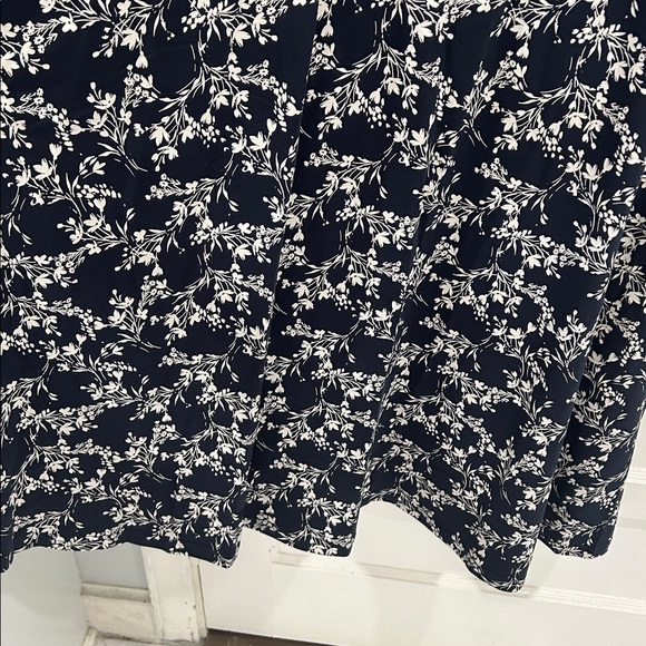 PACT Organic Cotton Fit and Flare Midi Dress in Navy White Floral Print NEW - L - Picture 8 of 14